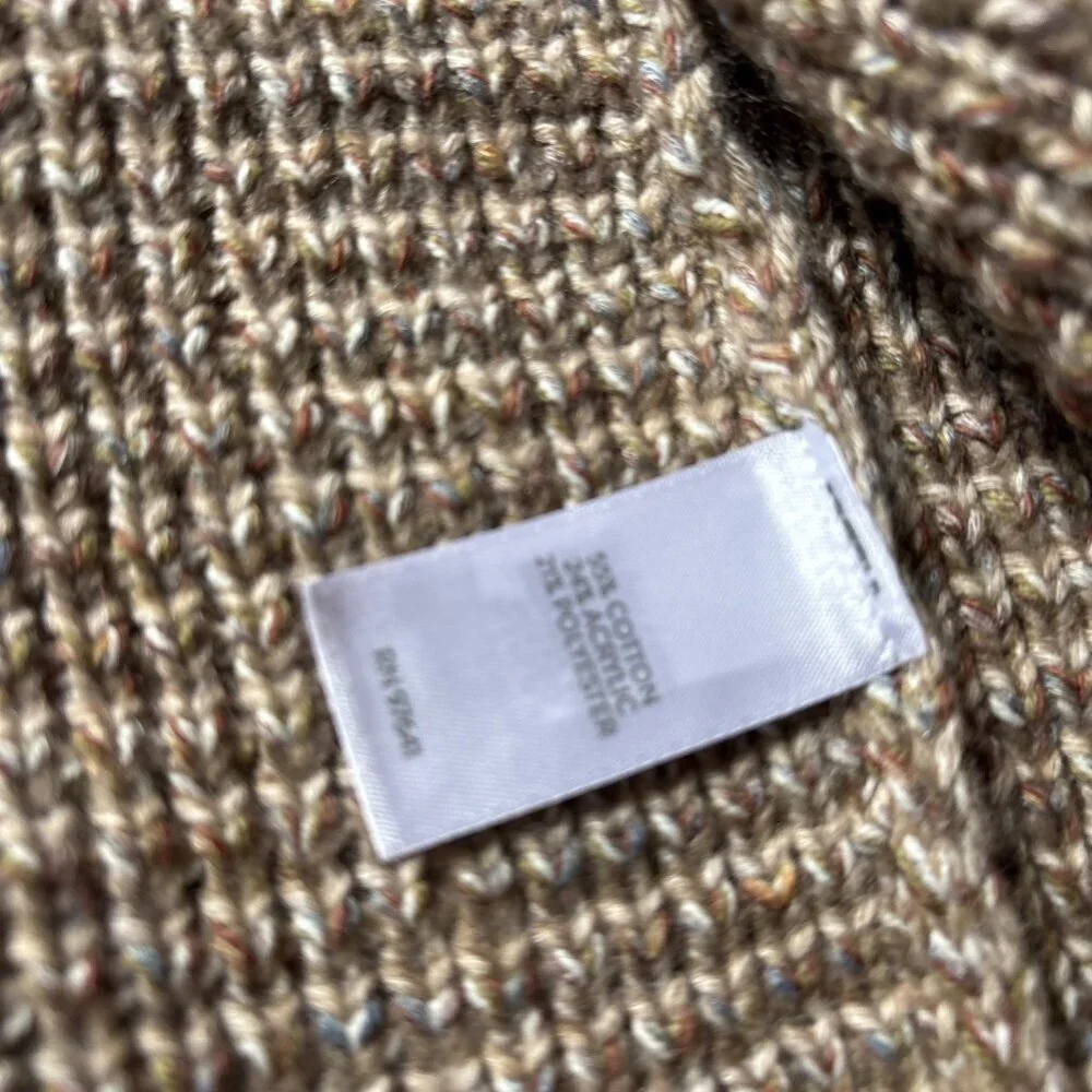 Pure Jill Heavy Cotton Tan Knit Cardigan Size Medium Oversized - Picture 7 of 7